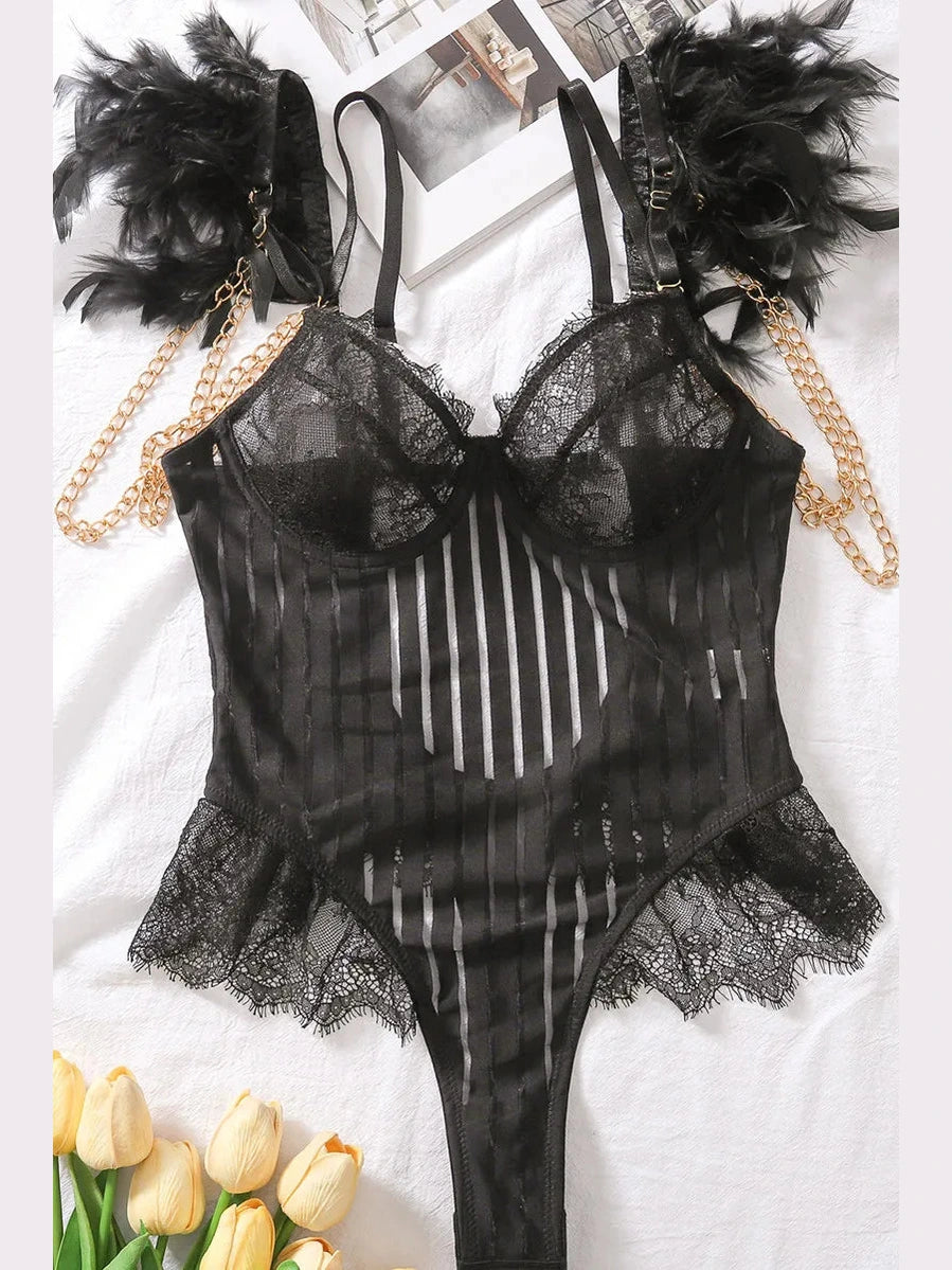 Midnight Whisper Feather Lingerie image 4