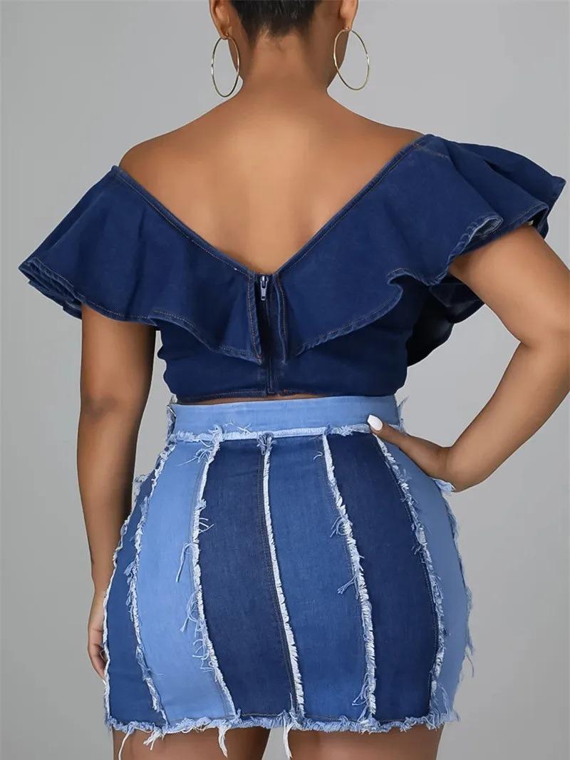 The Multi-Tone Denim Mini Skirt image 4