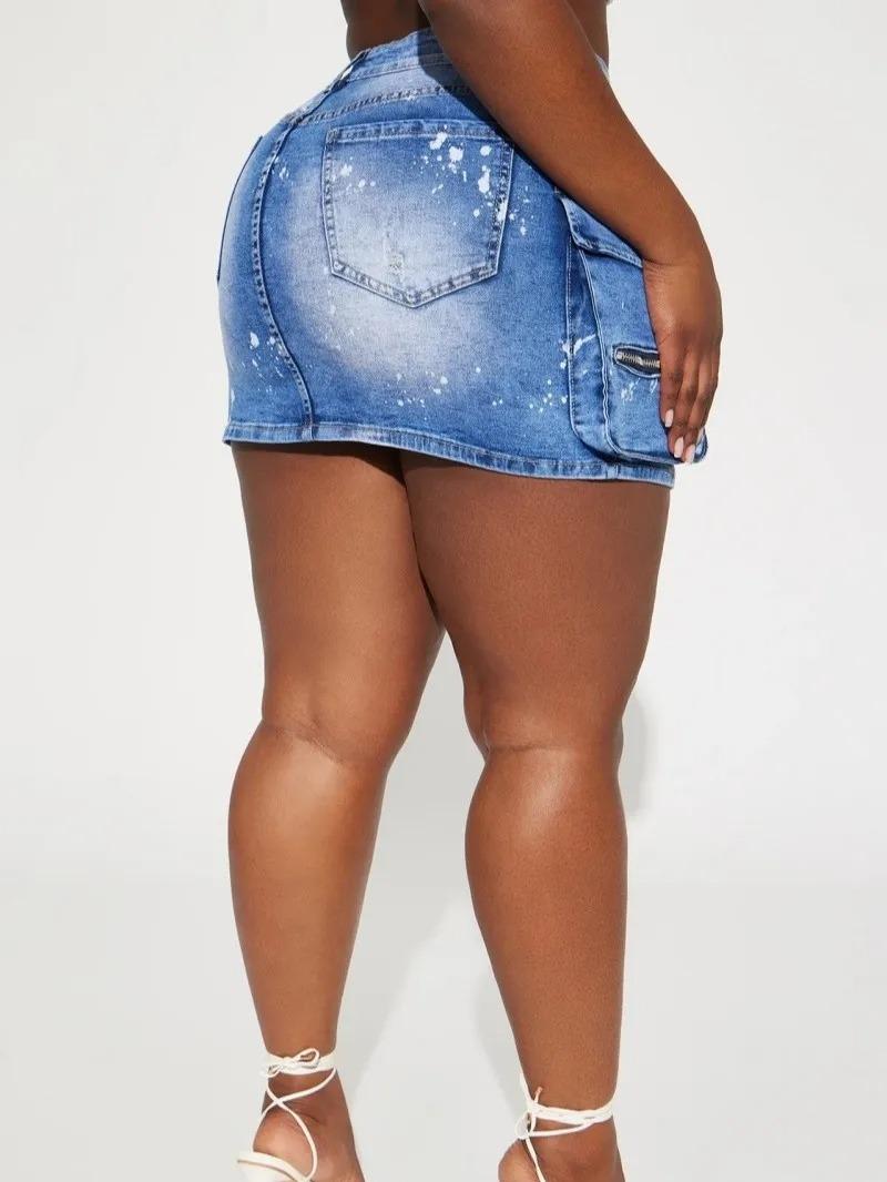 The Denim Midwash Cargo Mini Skirt image 2