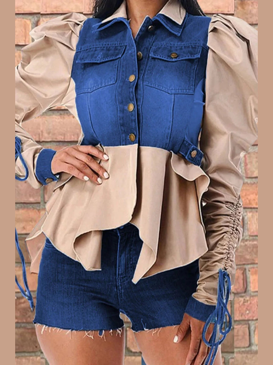 Apricot Twist Denim Top