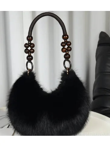 Cozy Girl Beaded Crescent Bag