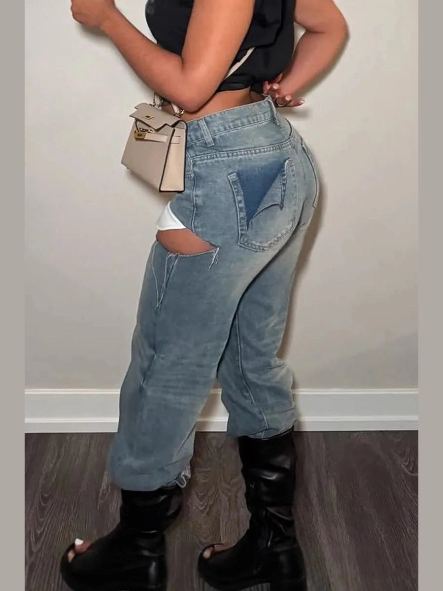 Exposed Edge Cutout Jeans