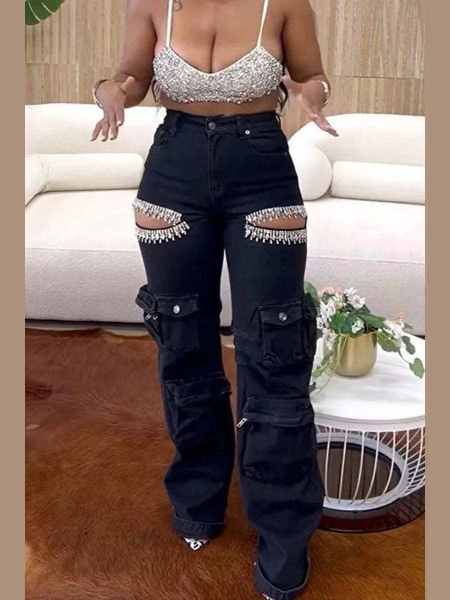 Glam Edge Rhinestone Jeans