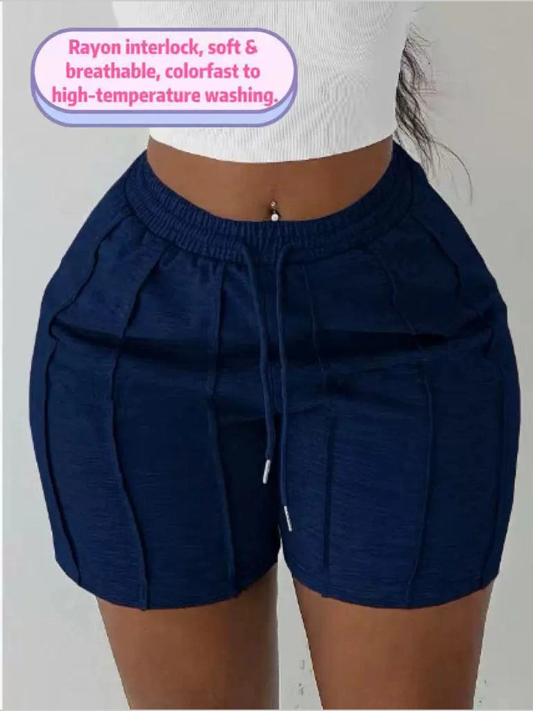 Women's navy blue on the move pleated shorts with slim fit and textured pleated design.