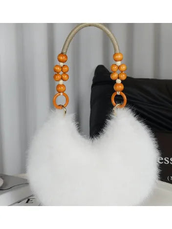 Cozy Girl Beaded Crescent Bag