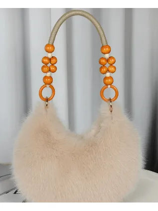 Cozy Girl Beaded Crescent Bag