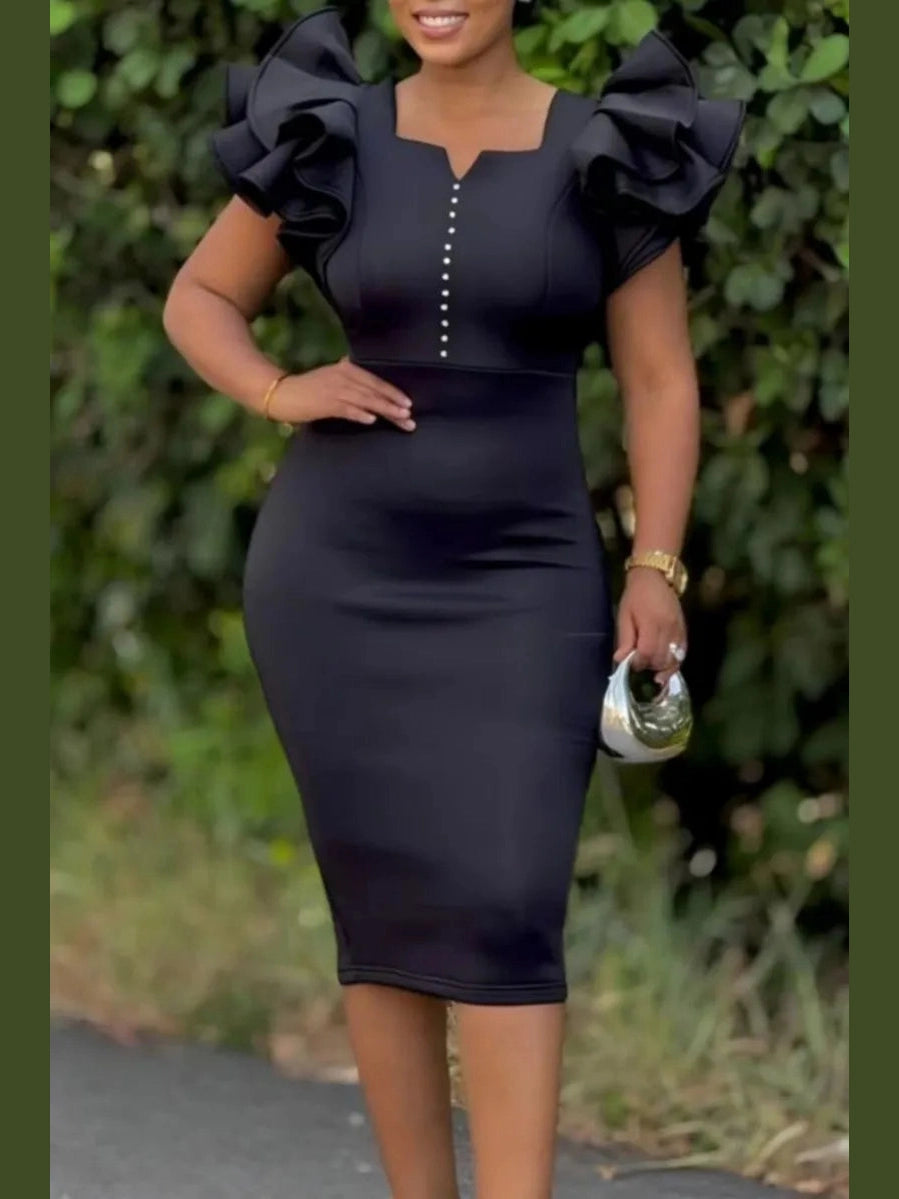 The Ruffle Wrap Midi Dress