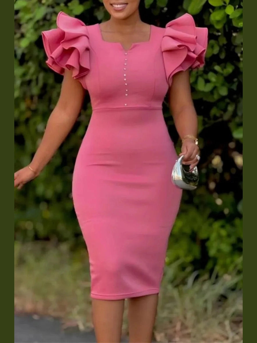 The Ruffle Wrap Midi Dress