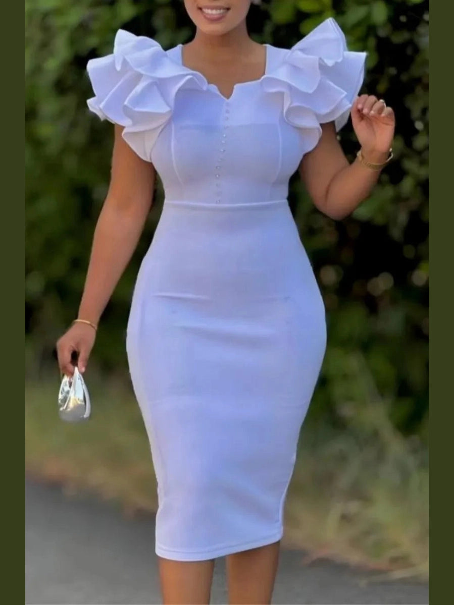 The Ruffle Wrap Midi Dress