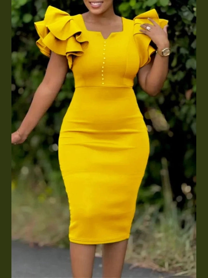 The Ruffle Wrap Midi Dress