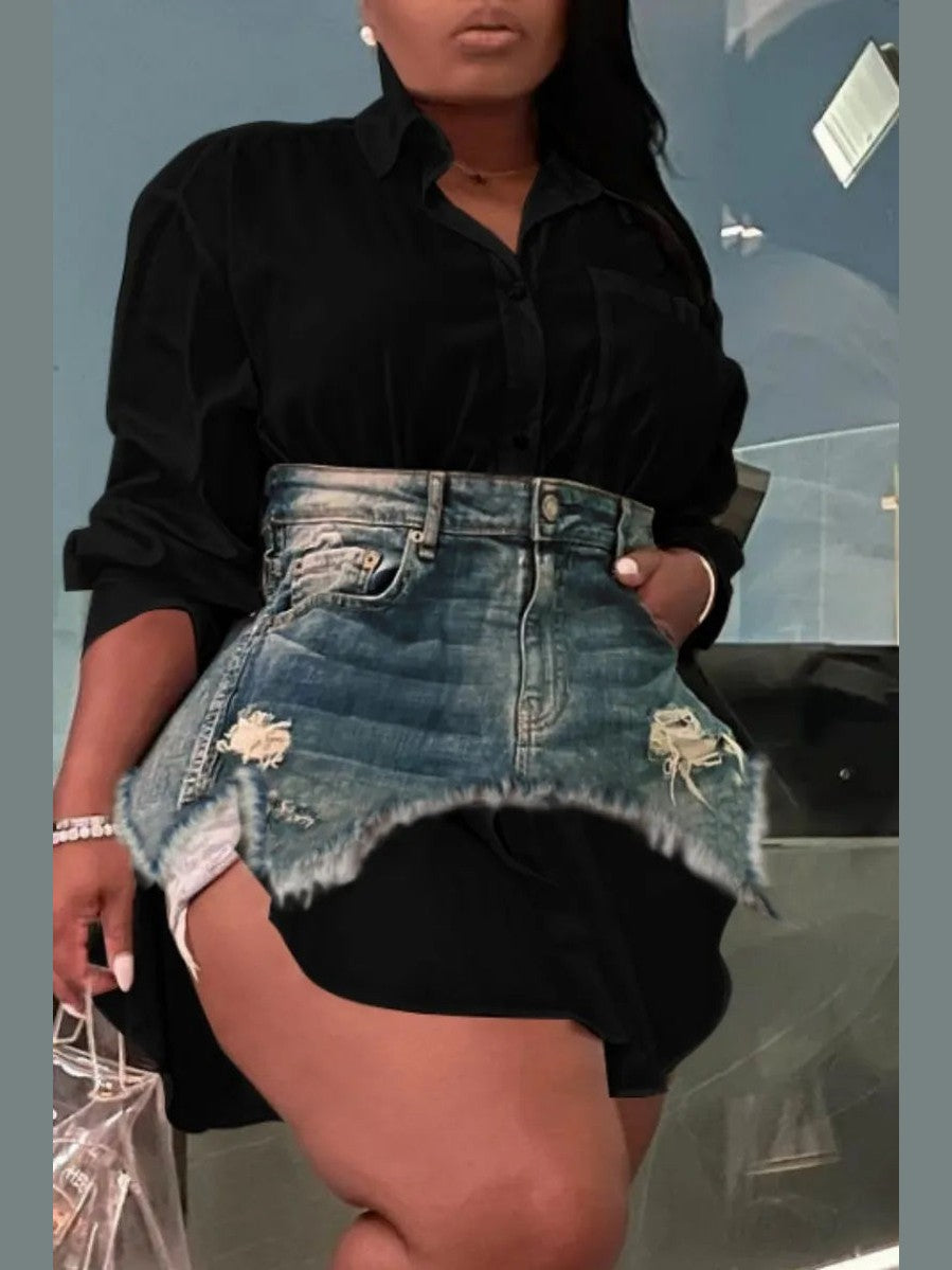 The Denim Duo Skirt Set