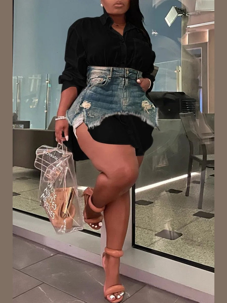 The Denim Duo Skirt Set