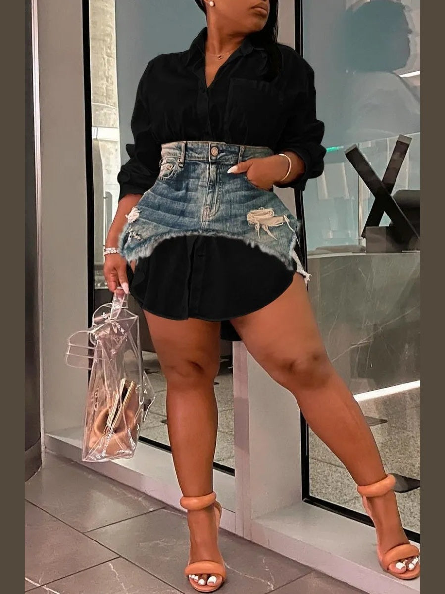 The Denim Duo Skirt Set