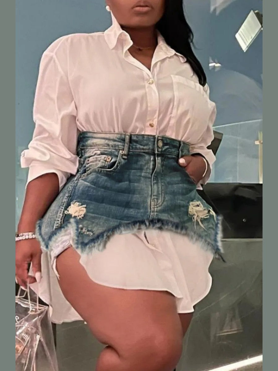 The Denim Duo Skirt Set