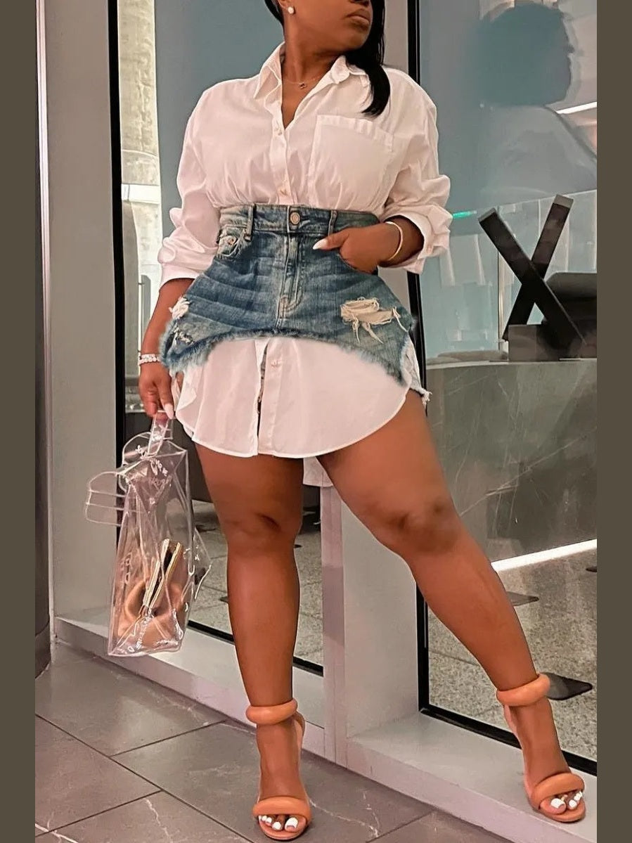 The Denim Duo Skirt Set