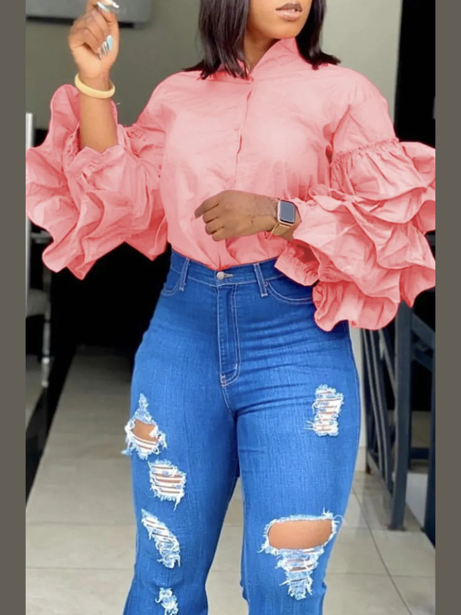 The Flare Bell Button Shirt