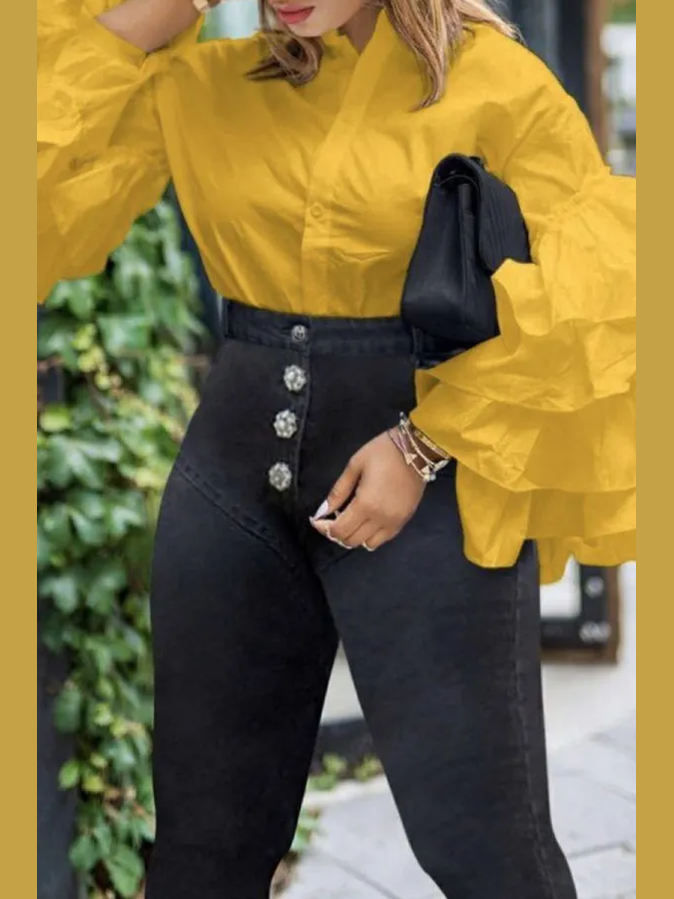 The Flare Bell Button Shirt