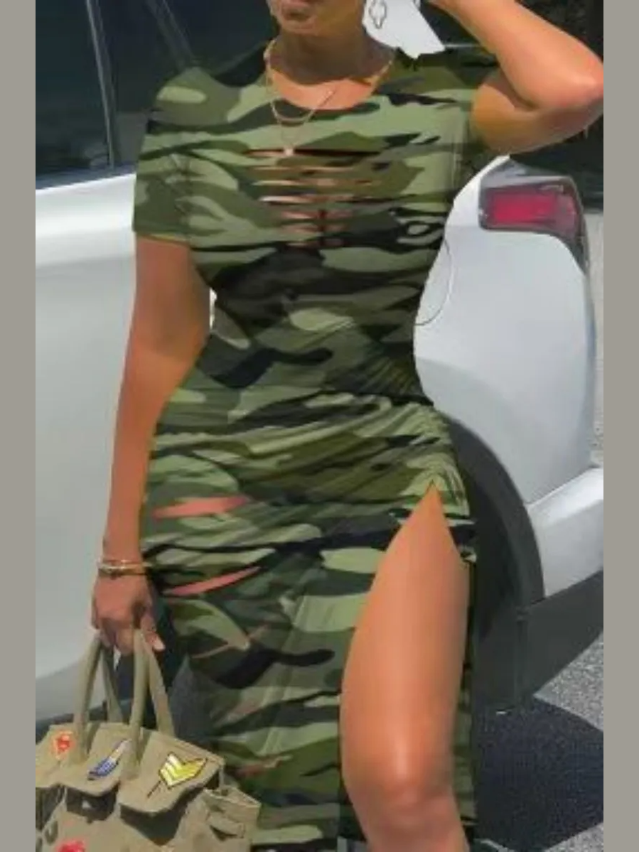 The Ruched & Ripped Midi Dress