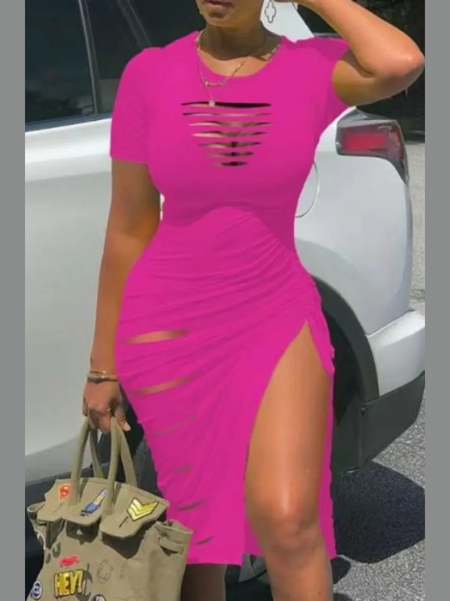 The Ruched & Ripped Midi Dress