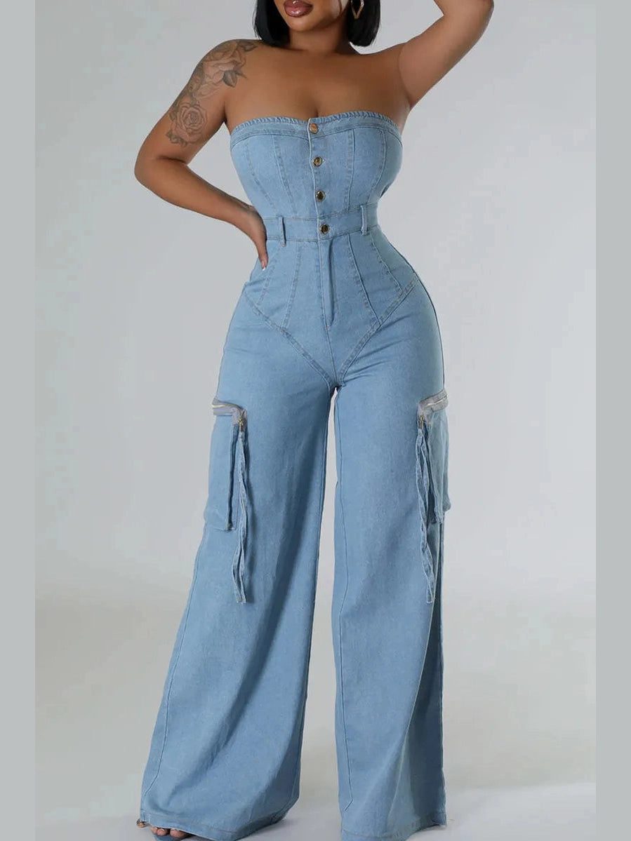 Unbothered Denim Jumpsuit