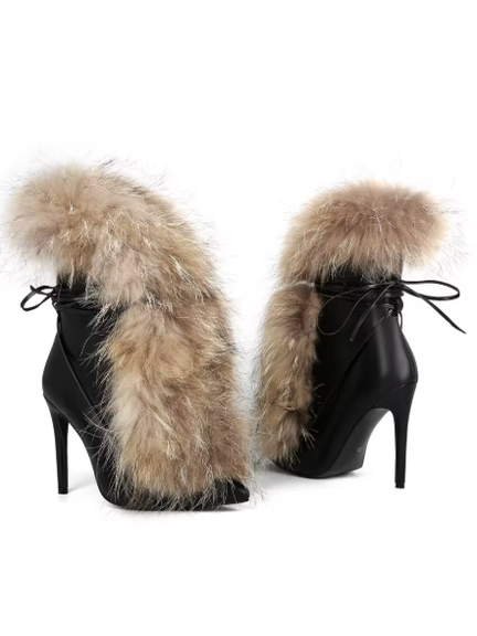 Valentina Fur-Trim High Heel Boots
