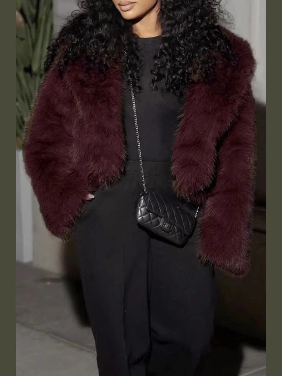 Velvet Plush Faux Fur Jacket