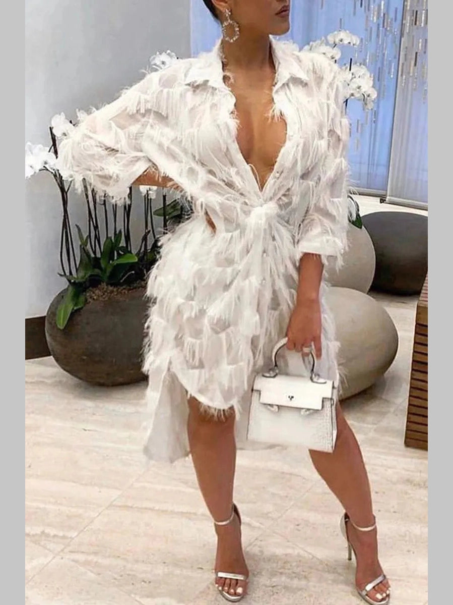 Verona Feathered Midi Dress