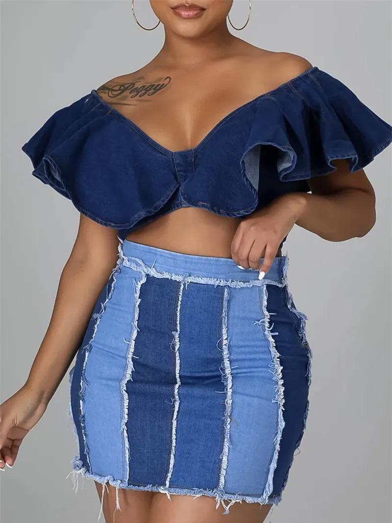 The Multi-Tone Denim Mini Skirt image 2