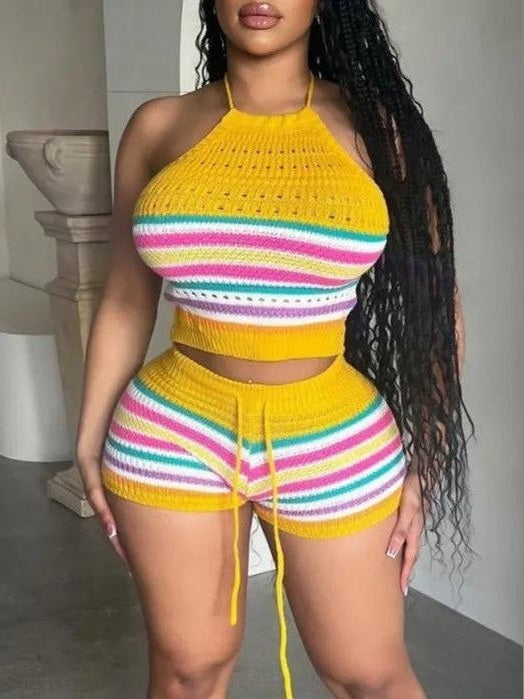 Striped Crochet Two-Piece Short Set image 8