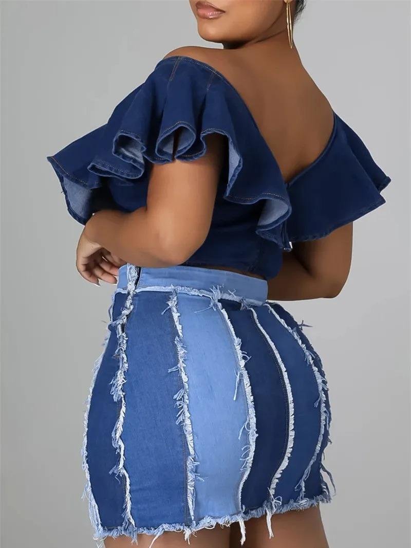 The Multi-Tone Denim Mini Skirt image 3