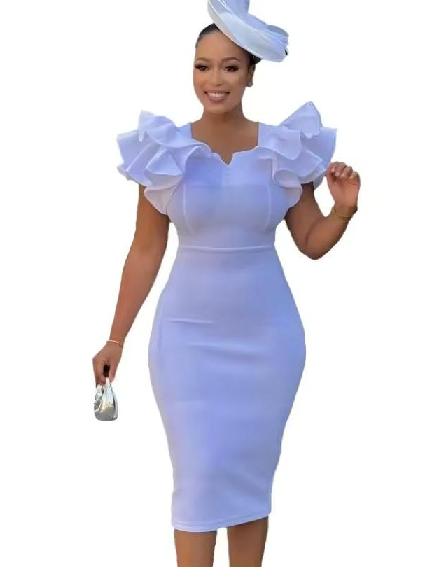 The Chic Ruffle Wrap Midi Dress image 2